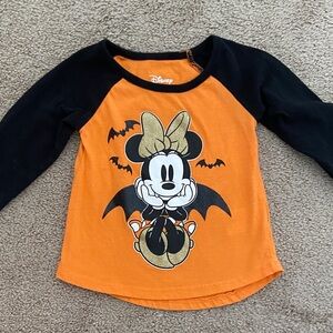 Disney Minnie Mouse - Toddler Girl  Halloween Tee - Orange and Black